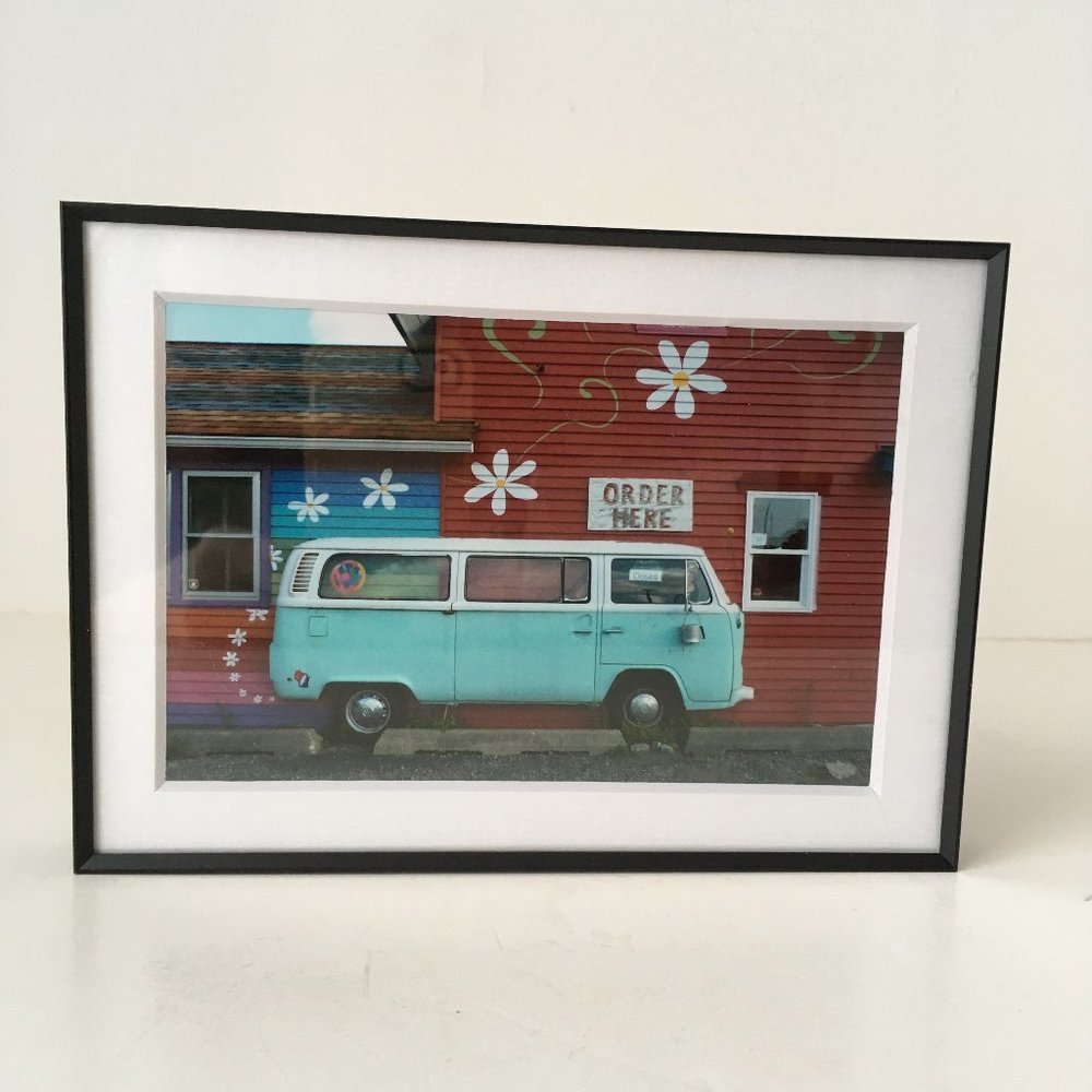 Framed and Matted Original Color Photograph - VW Bus Coffee